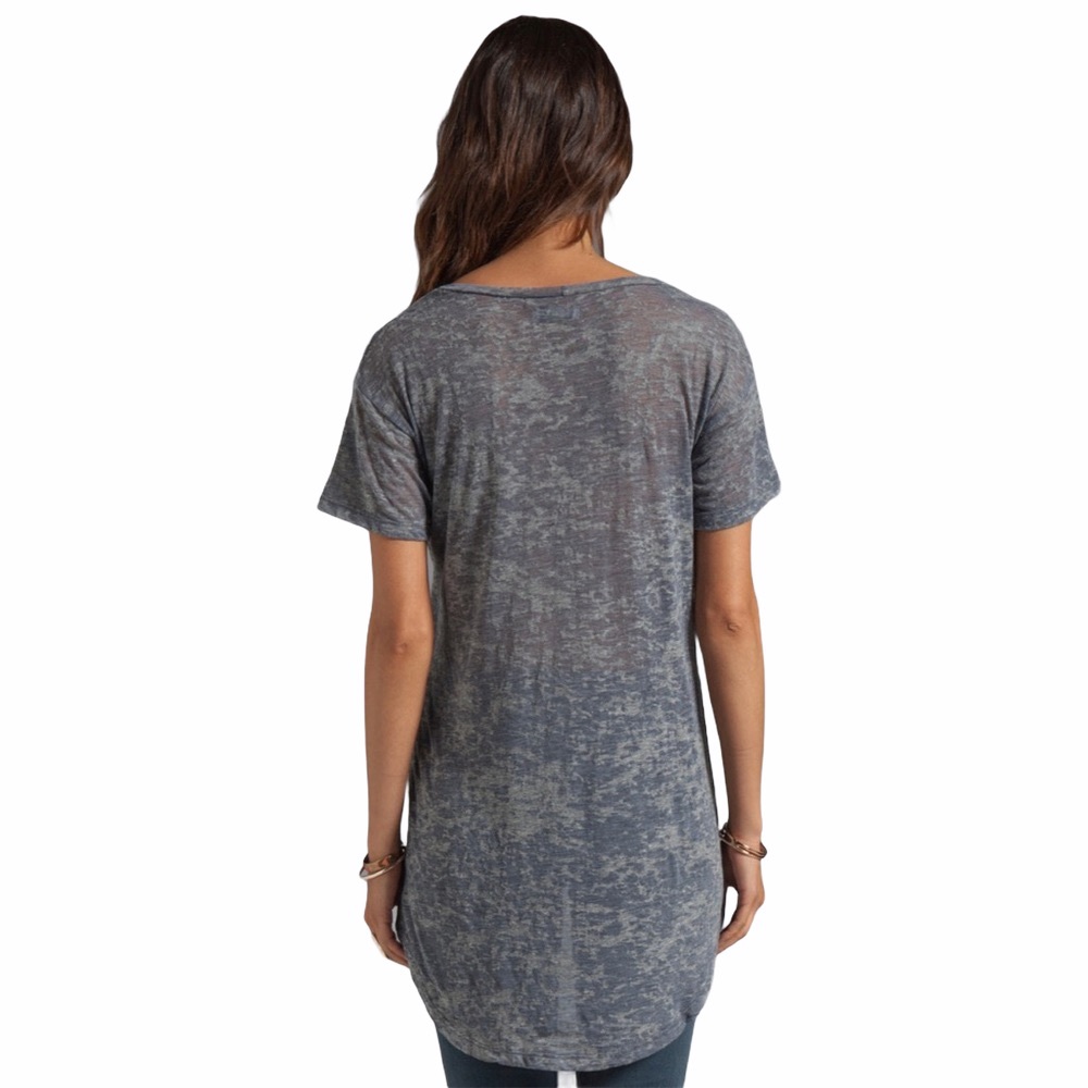 new Lauren Moshi ☻︎ Debbi Mini Eagle Pocket Tee ☻︎ Heather Grey Burnout ☻ M L - Picture 2 of 16